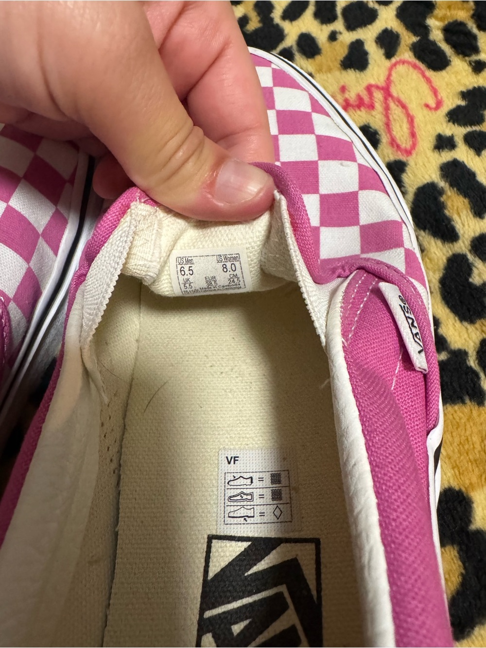 Vans Pink and White Checkerboard Slip-On Sneakers - Picture 5 of 5